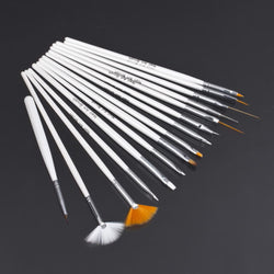 15 pcs Nail Art Decorations Brush Set Tools Professional Painting Pen for False Nail Tips UV Nail Gel Polish