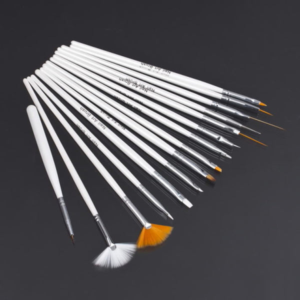 15 pcs Nail Art Decorations Brush Set Tools Professional Painting Pen for False Nail Tips UV Nail Gel Polish