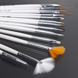 15 pcs Nail Art Decorations Brush Set Tools Professional Painting Pen for False Nail Tips UV Nail Gel Polish