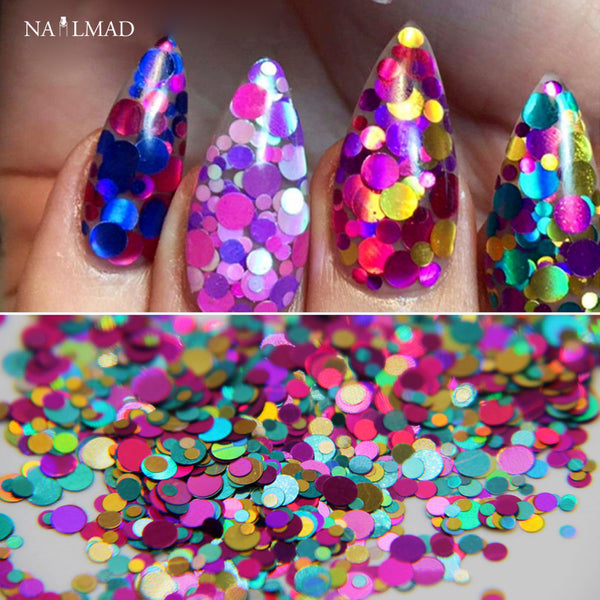 Mixed Glitter Nail Holographic Glitter Acrylic Glitter Mixes Holo Sequins Round Glitter 2g 1mm 2mm 3mm