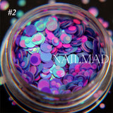 Mixed Glitter Nail Holographic Glitter Acrylic Glitter Mixes Holo Sequins Round Glitter 2g 1mm 2mm 3mm