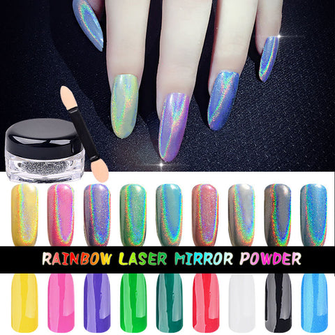Rainbow Shinning Mirror Nail Glitter Pigment Powder - Ultrafine Holographic Nails Dust - Laser Gradient Holo Nails - 1gram